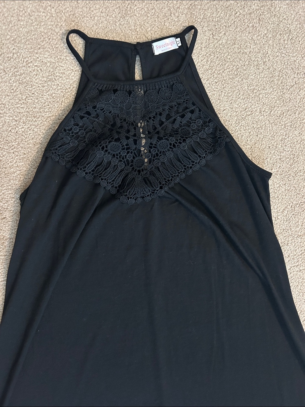 Sweetnight black high neck crochet top summer dress
